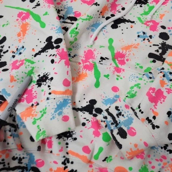 Vintage 80's sweatshirt hoodie splatter paint - Picture 9 of 10